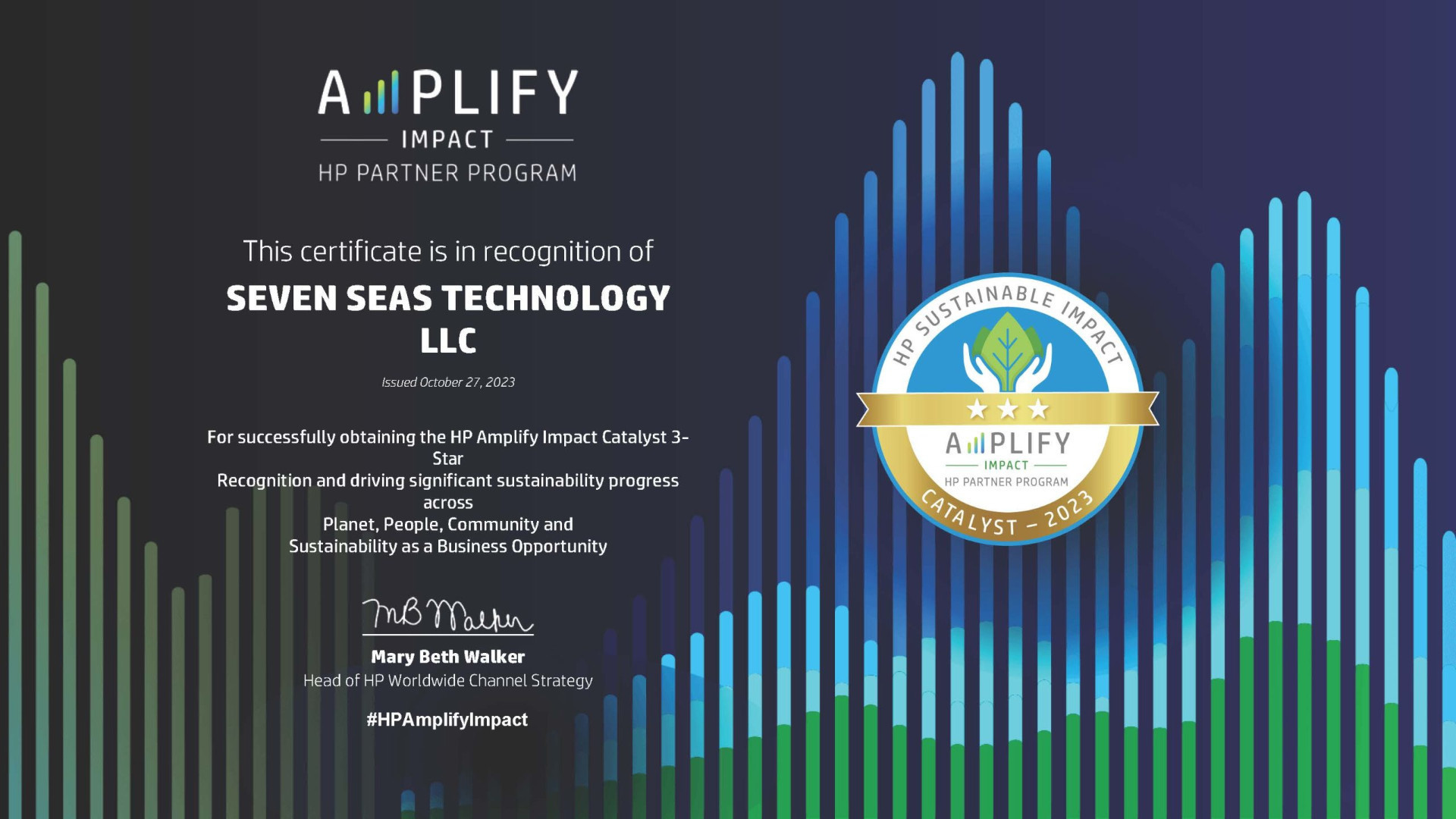 HP Amplify Impact FY23 Catalyst 3-Star Partner Award!